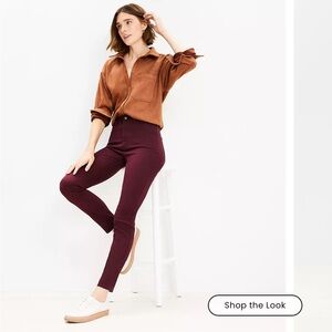 Loft Five Pocket Skinny Pants in Twill - deep burgundy
